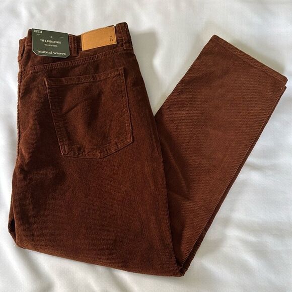 Corduroy Pants Mens 38 30 Brown Relaxed Taper Mutual Weave - Picture 1 of 4
